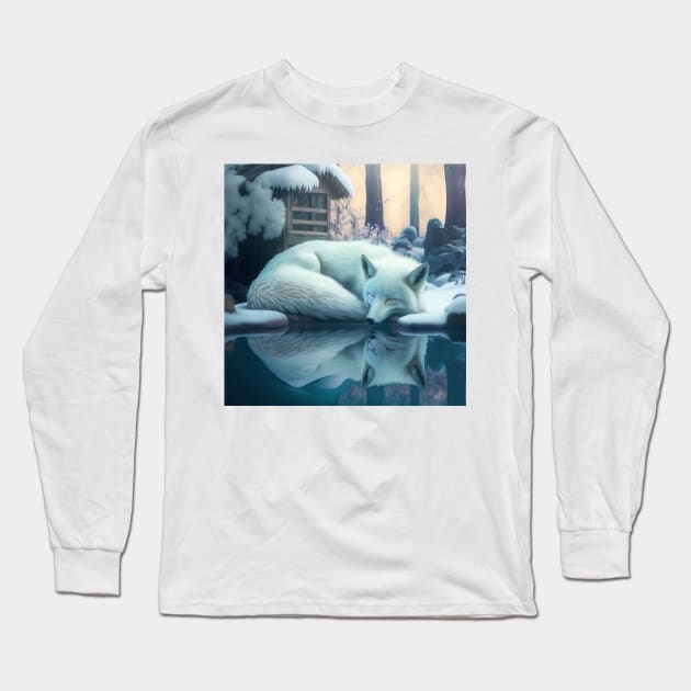 Snow Fox #003 Long Sleeve T-Shirt by thewandswant